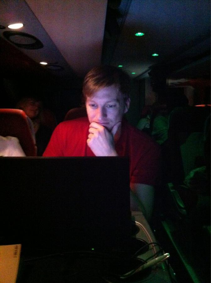 Das gleiche Procedere wie gestern: Fahrzeit effektiv genutzt. Gleich läuft der Fernbus wieder in Berlin ein...