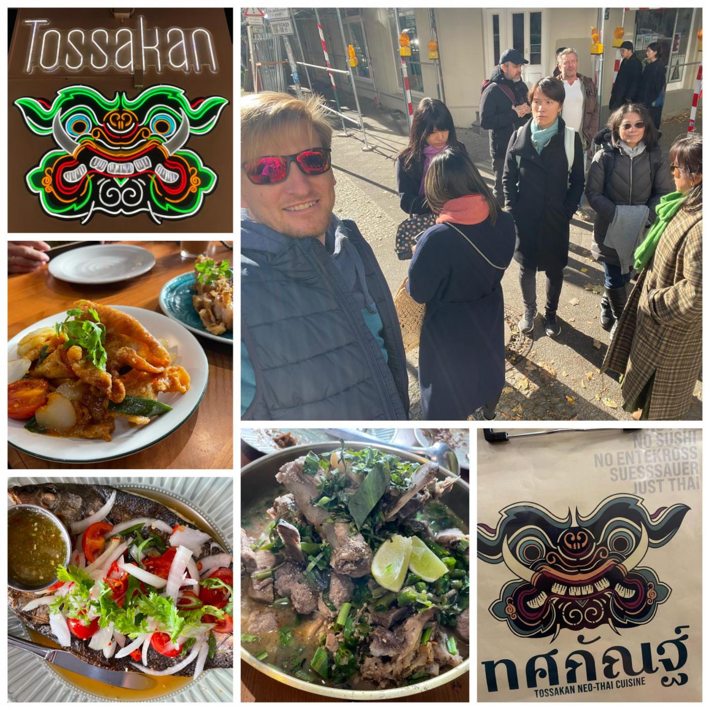 Mit der Taiwan-Crew im Tossakan: no Pho, no Sushi, no Ente kross süßsauer - JUST THAI! :)