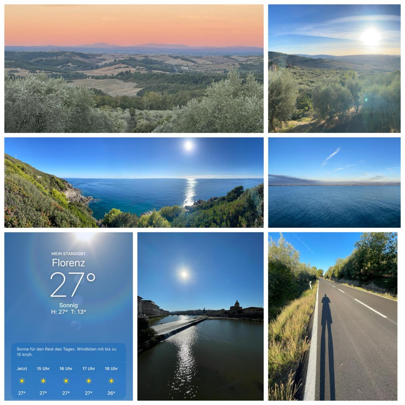 Also Wetter können die hier in Italien! Wie wir in den letzten 2 Wochen von früh bis spät in allen Sonnenschattierungen feststellen durften… Bravo!